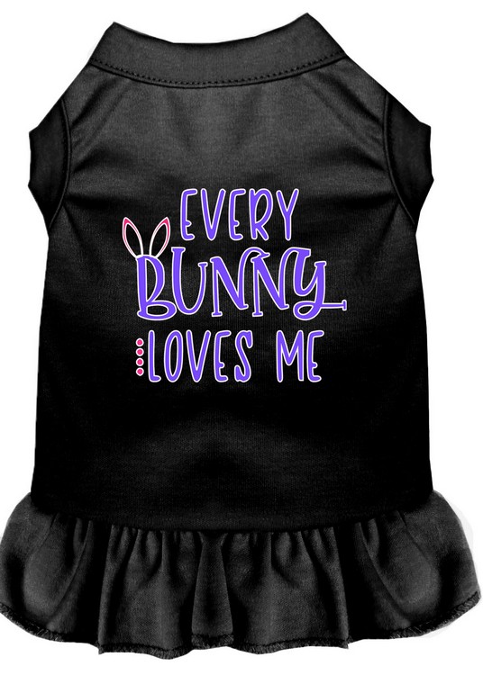 Every Bunny Loves me Screen Print Dog Dress Black Med